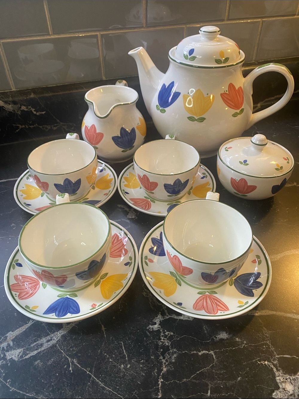 Vintage “Nicole” pattern Tea Set by Johnson Brothers